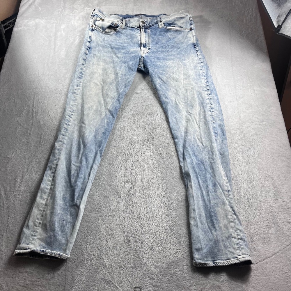 Polo Ralph Lauren Varick Slim Straight Jeans‎ Mens 38x36 Light Wash Acid Denim